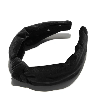 Shop Lele Sadoughi Woven Knotted Headband In Jet