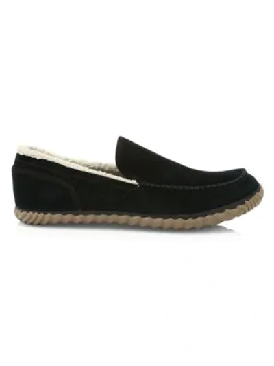 Shop Sorel Suede Faux Fur Moccasins In Black