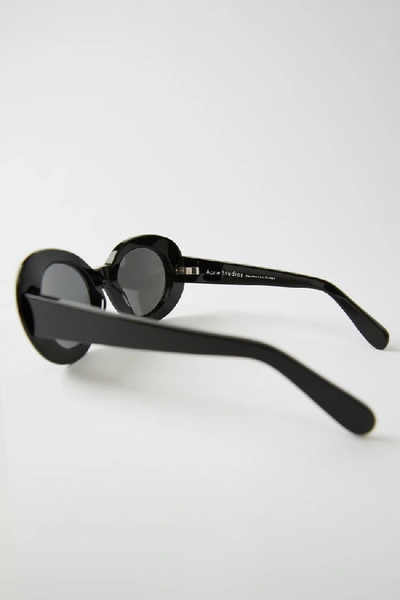 Shop Acne Studios Mustang Black/silver Mirror In Oval-shaped Sunglasses