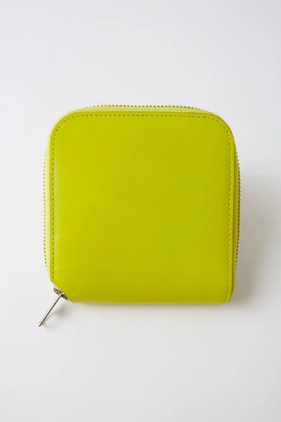 Shop Acne Studios Csarite S Lime Green In Medium Zip Wallet
