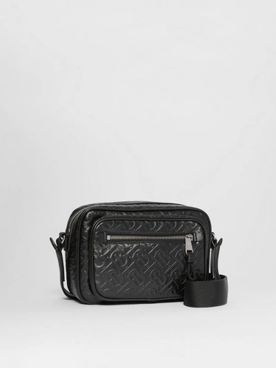 Shop Burberry Monogram Leather Crossbody Bag In Black