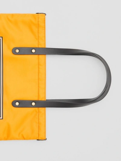 Shop Burberry Logo Print Nylon Tote Bag In Orange