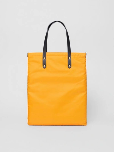 Shop Burberry Logo Print Nylon Tote Bag In Orange