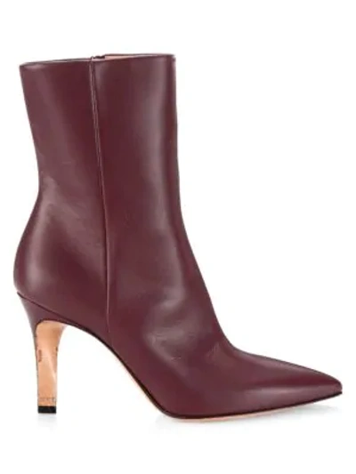 Shop Maison Margiela Point-toe Leather Ankle Boots In Burgundy