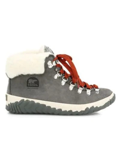 Shop Sorel Out N About Plus Conquest Faux Fur Suede Hiking Boots In Quarry