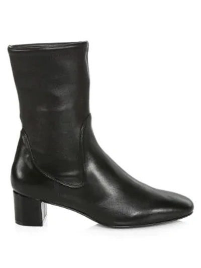 Shop Stuart Weitzman Women's Ernestine Leather Sock Boots In Black