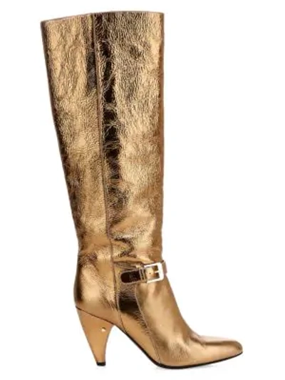 Shop Laurence Dacade Vlad Laminated Leather Tall Boots In Gold
