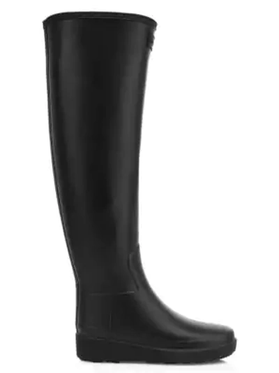 Shop Hunter Women's Knee-high Creeper Rain Boots In Black