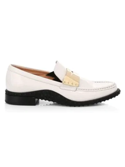 Shop Tod's Patent Leather Penny Loafers In White