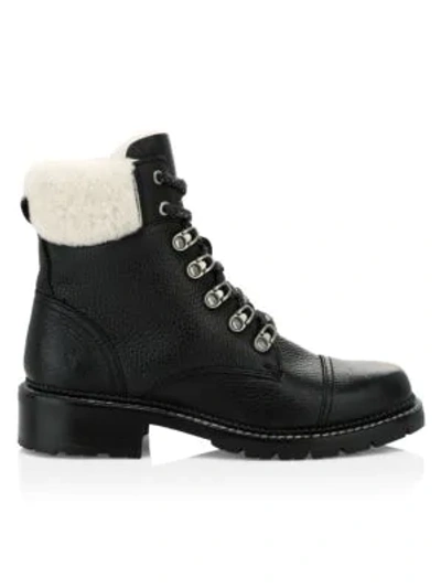 Shop Frye Samantha Shearling & Leather Hiking Boots In Black