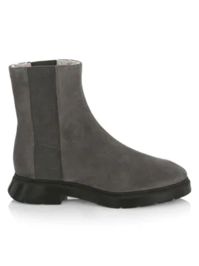Shop Stuart Weitzman Romy Shearling-lined Leather Chelsea Boots In Grey