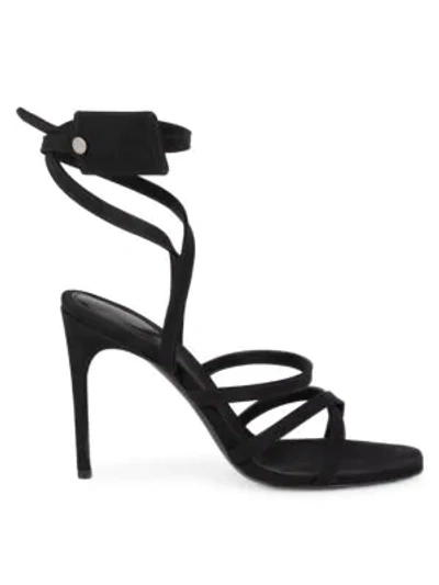 Shop Off-white Women's Zip-tie Satin Stiletto Sandals In Black