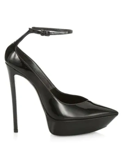 Shop Saint Laurent Betty Ankle Strap Leather Sandals In Nero