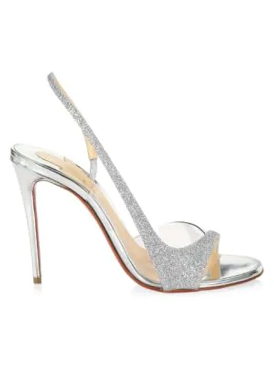 Shop Christian Louboutin Optisling Glitter Slingback Sandals In Silver