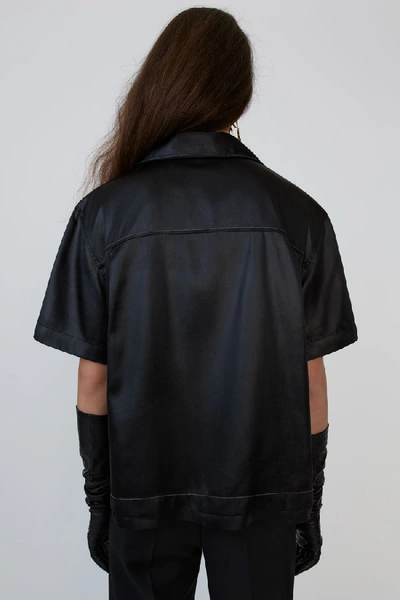 Shop Acne Studios Satin Bowling Shirt Black