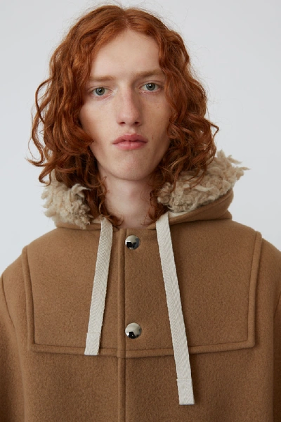 Shop Acne Studios Oversized Wool Coat Camel Brown