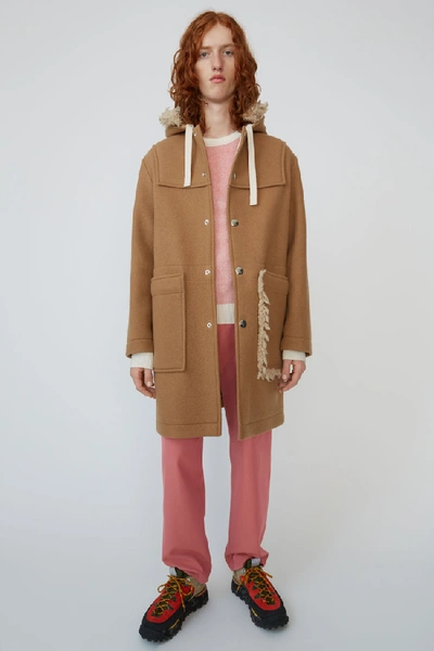 Shop Acne Studios Oversized Wool Coat Camel Brown