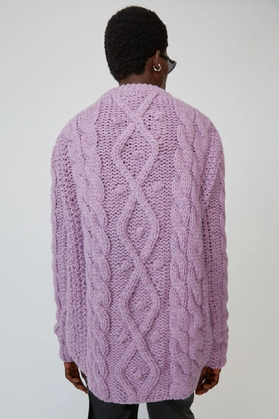 Shop Acne Studios Cable Knit Sweater Lilac Melange