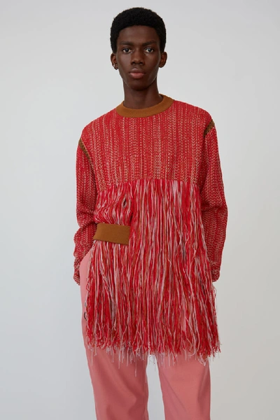 Shop Acne Studios Herringbone-weave Sweater Red/brown