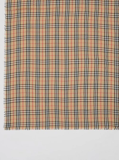Shop Burberry Vintage Check Lightweight Cashmere Scarf In Archive Beige