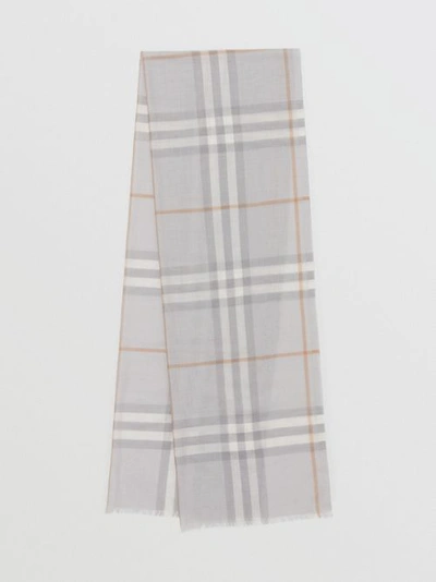 Burberry // Light Grey Silk Blend Mega Check Scarf – VSP Consignment