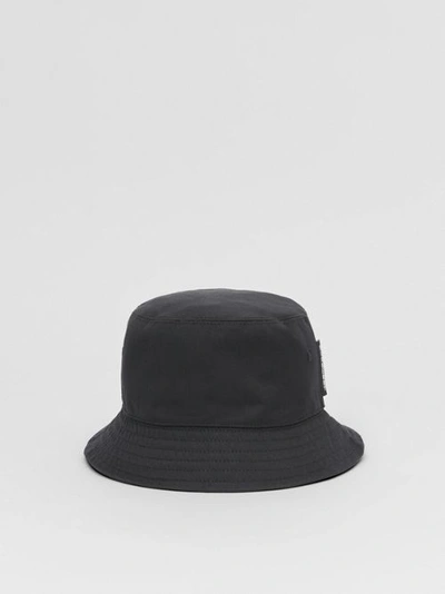 Shop Burberry Logo Detail Cotton Twill Bucket Hat In Black