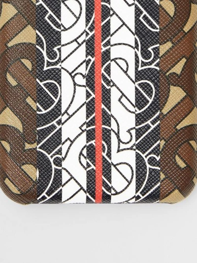 Shop Burberry Leather And Monogram Stripe E-canvas Iphone X/xs Case In Bridle Brown