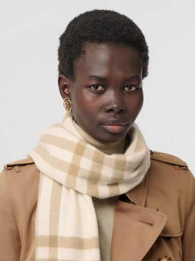 Burberry The Classic Check Cashmere Scarf In White/alabaster | ModeSens