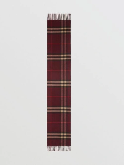 Shop Burberry The  Check Cashmere Scarf In Burgundy