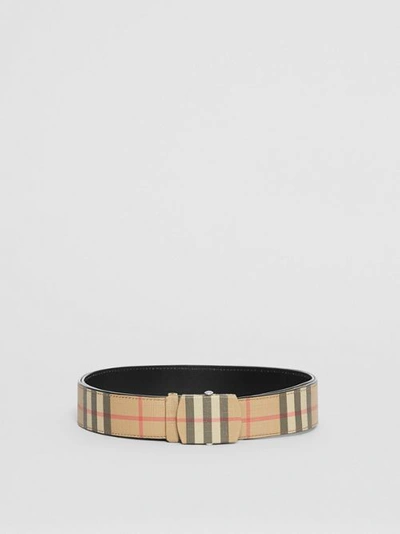 Shop Burberry Vintage Check E-canvas Belt In Archive Beige