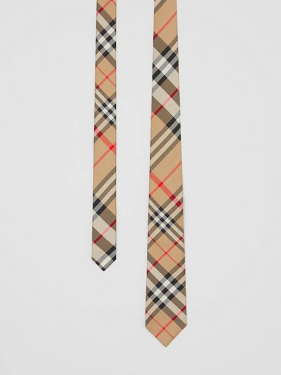 Shop Burberry Classic Cut Check Silk Tie In Archive Beige