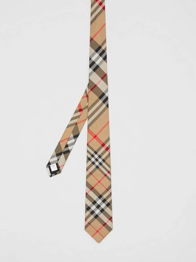 Shop Burberry Classic Cut Check Silk Tie In Archive Beige