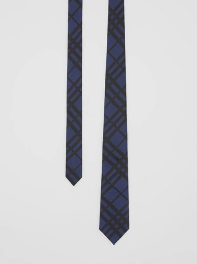Shop Burberry Classic Cut Check Silk Jacquard Tie In Navy