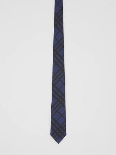 Shop Burberry Classic Cut Check Silk Jacquard Tie In Navy