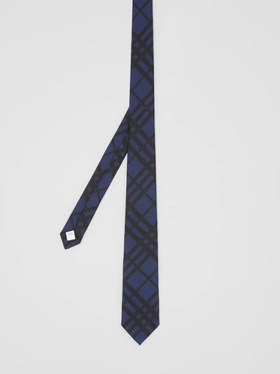 Shop Burberry Classic Cut Check Silk Jacquard Tie In Navy