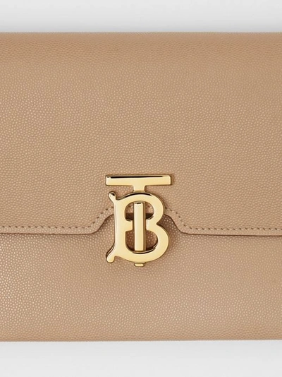 Shop Burberry Small Monogram Motif Leather Crossbody Bag In Archive Beige