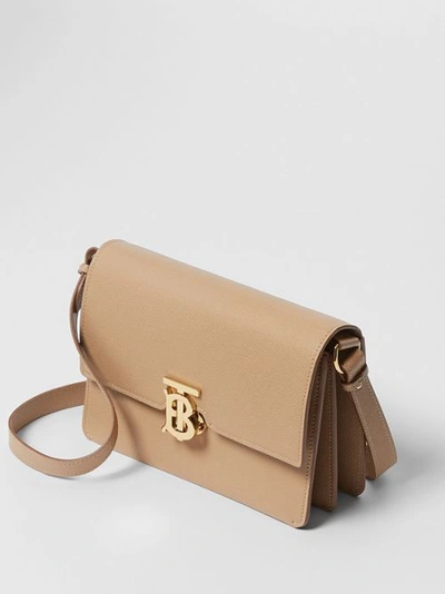 Shop Burberry Small Monogram Motif Leather Crossbody Bag In Archive Beige