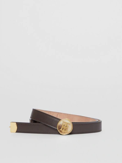 Shop Burberry Monogram Motif Leather Belt In Deep Brown