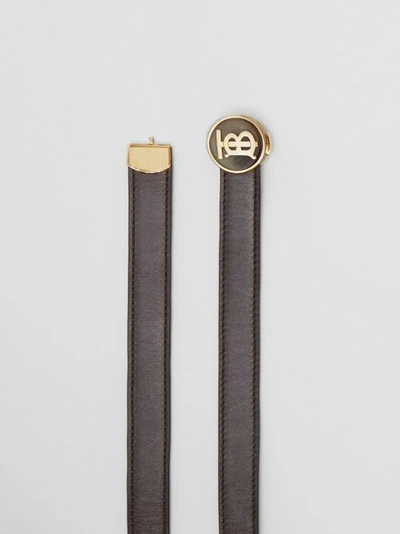 Shop Burberry Monogram Motif Leather Belt In Deep Brown