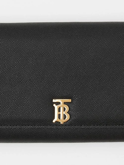 Shop Burberry Monogram Motif Leather Wallet With Detachable Strap In Black
