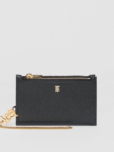 Shop Burberry Monogram Motif Leather Wallet With Detachable Strap In Black