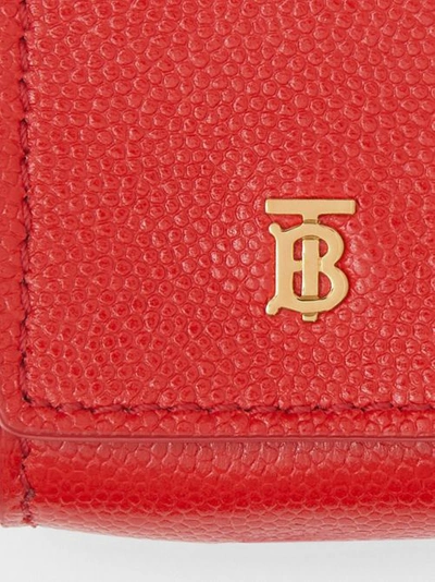 Shop Burberry Grainy Leather Airpods Case In Bright Red