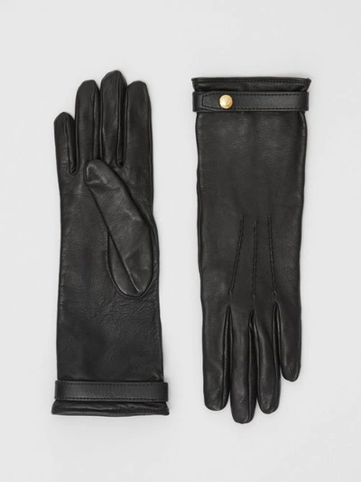 Shop Burberry Silk-lined Lambskin Gloves In Black