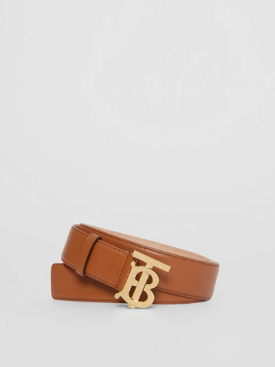 Shop Burberry Monogram Motif Leather Belt In Tan