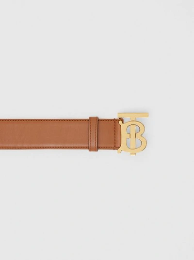 Shop Burberry Monogram Motif Leather Belt In Tan