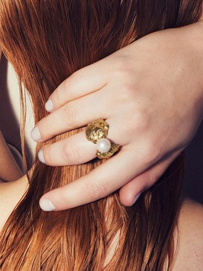 镀金树脂珍珠戒指