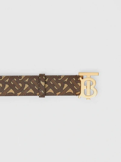 Burberry Reese Slim Brass Plaque Buckle Embossed Bridle Leather