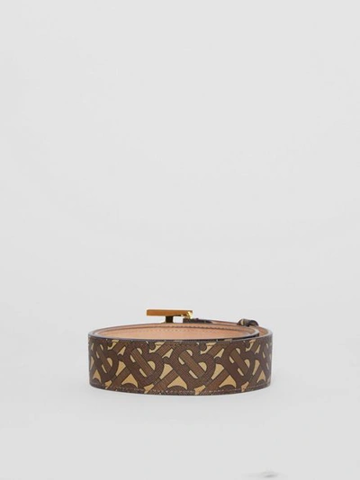 Shop Burberry Monogram Stripe E-canvas And Leather Belt In Bridle Brown