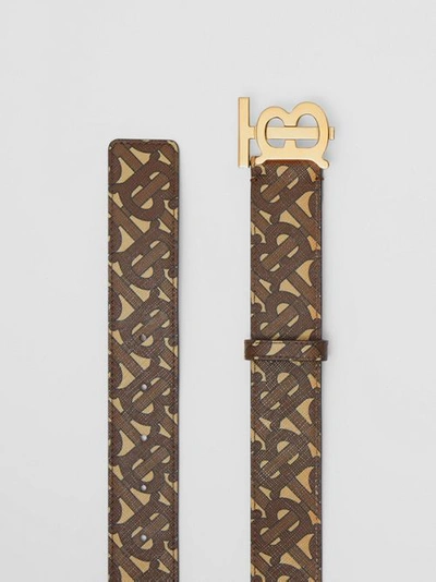 Shop Burberry Monogram Stripe E-canvas And Leather Belt In Bridle Brown