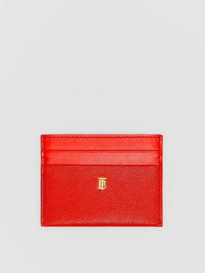 Shop Burberry Monogram Motif Leather Card Case In Bright Red